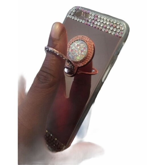 Luxury Crystal Rhinestone Bling Mirror Rose Gold IPhone 6/6s Case W/ Ring Holder - Picture 2 of 4